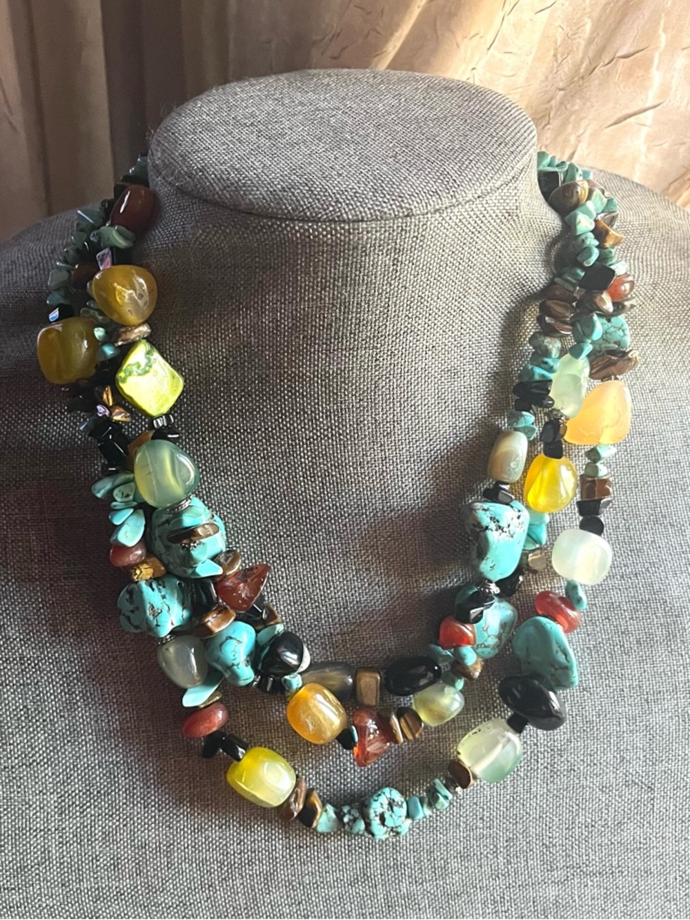 Multi-Strand Turquoise & Mixed Stone Necklace
